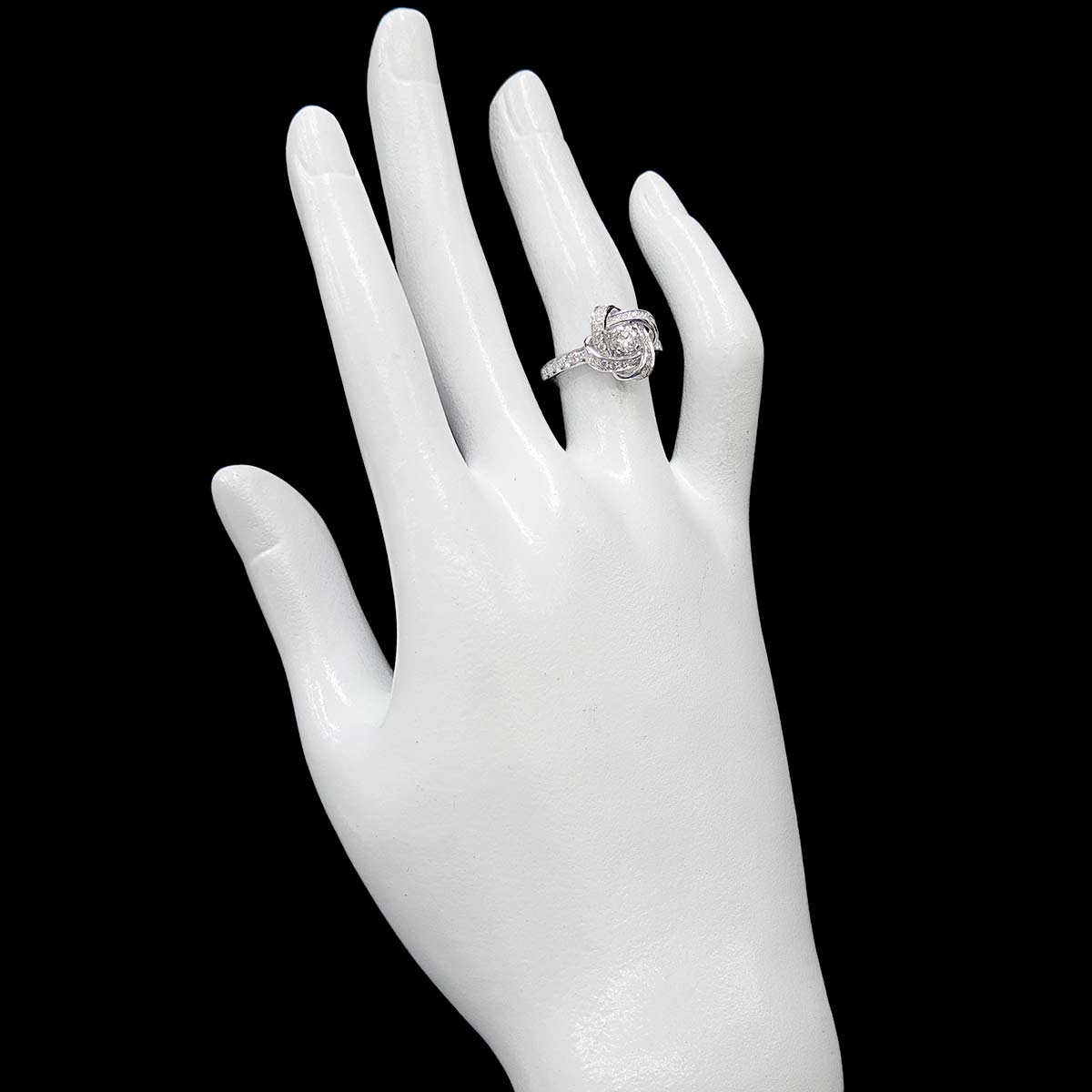 Pivoine Diamond Flower Motif Ring 18K WG 750 Size50 5.25(US)