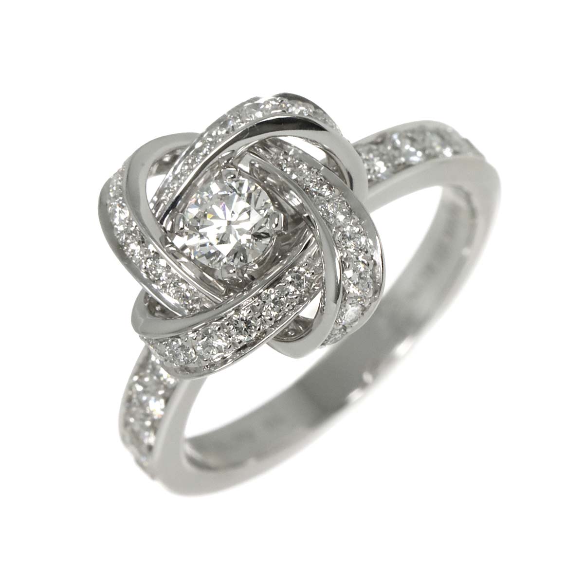 Pivoine Diamond Flower Motif Ring 18K WG 750 Size50 5.25(US)