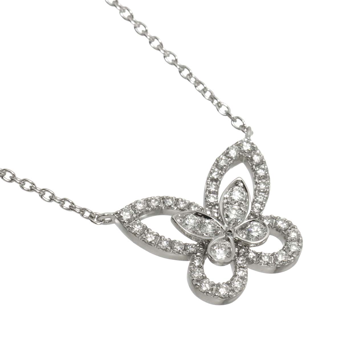 Butterfly Silhouette Mini Diamond Necklace 18K WG 750