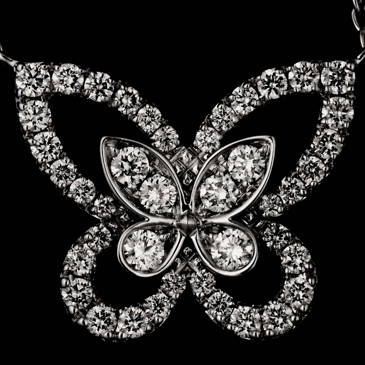 Butterfly Silhouette Mini Diamond Necklace 18K WG 750