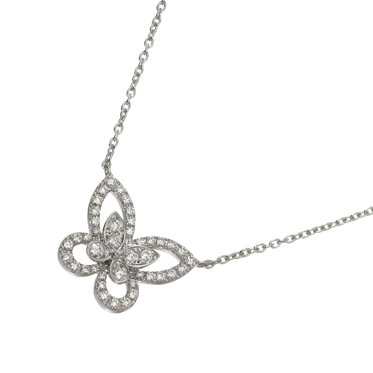 Butterfly Silhouette Mini Diamond Necklace 18K WG 750