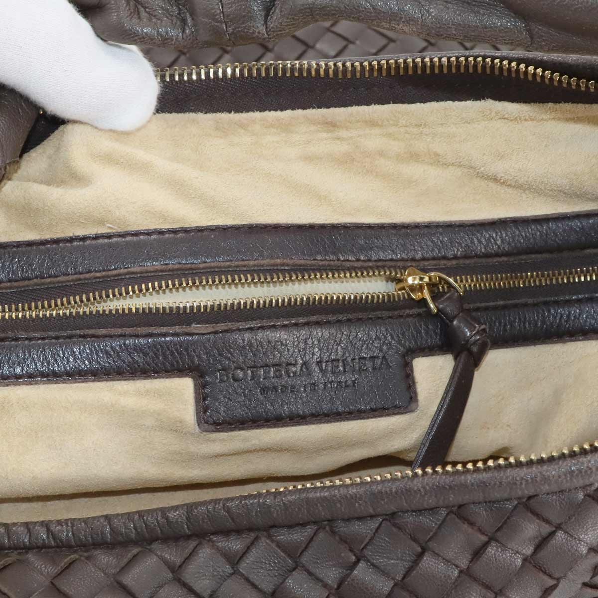 Intrecciato Shoulder Bag Leather Brown 115654