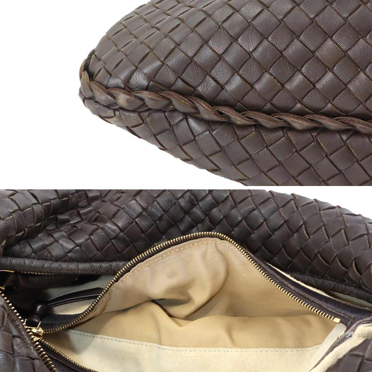 Intrecciato Shoulder Bag Leather Brown 115654