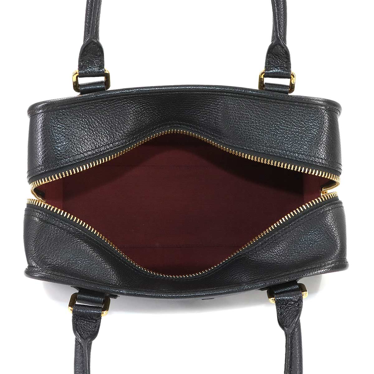 Amazona 28 Hand Bag Leather Black Anagram Purse