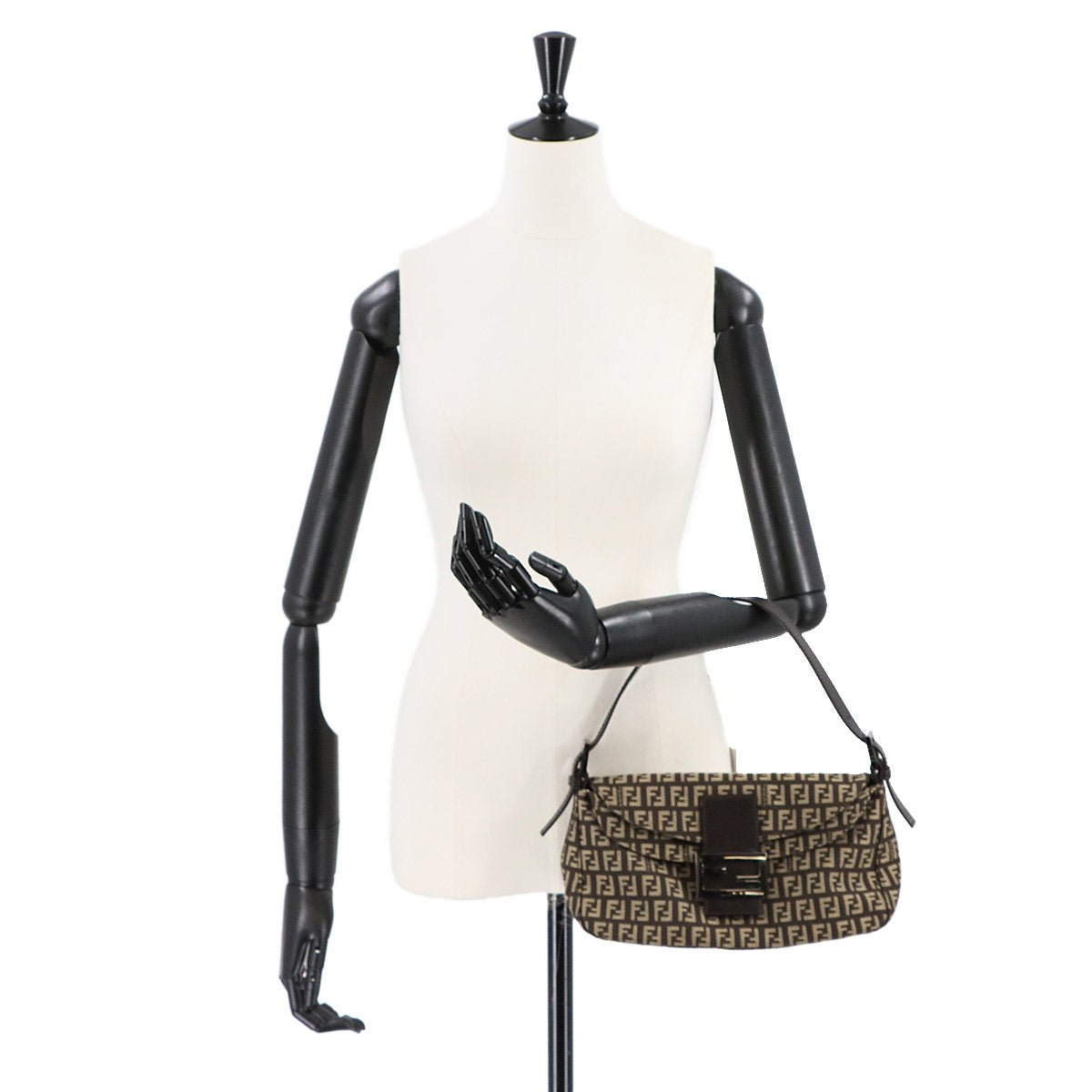 Zucchino Mamma Baguette Shoulder Bag Canvas Brown Beige 8BR003