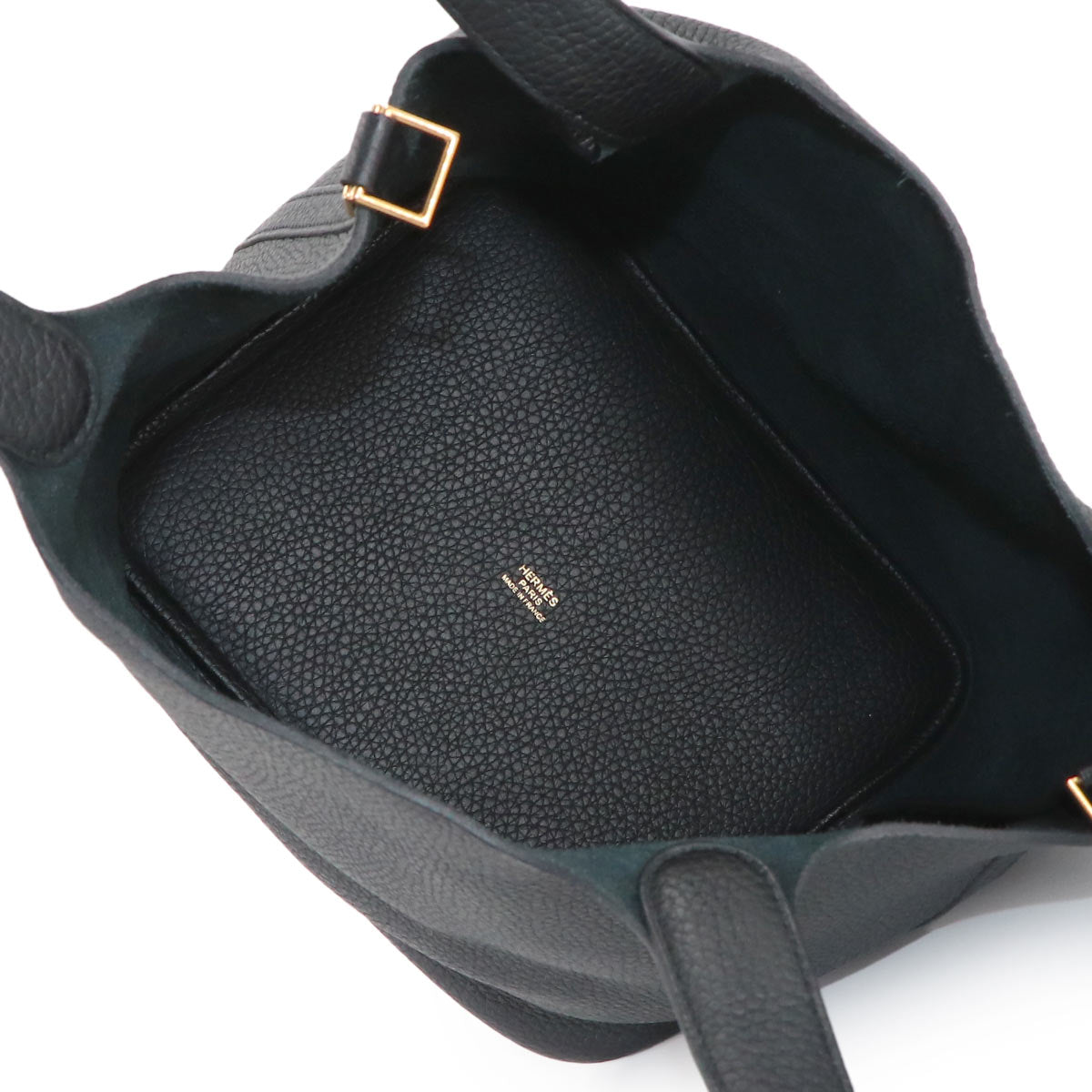 Picotin Lock MM Hand Bag Taurillon Clemence Black Purse