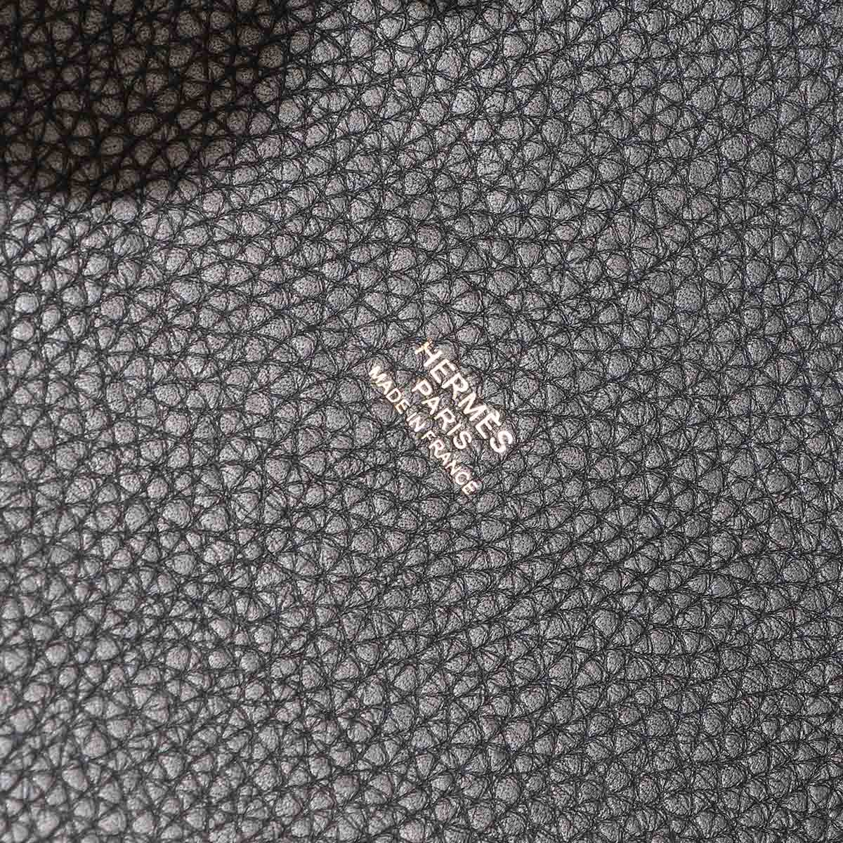 Picotin Lock MM Hand Bag Taurillon Clemence Black Purse