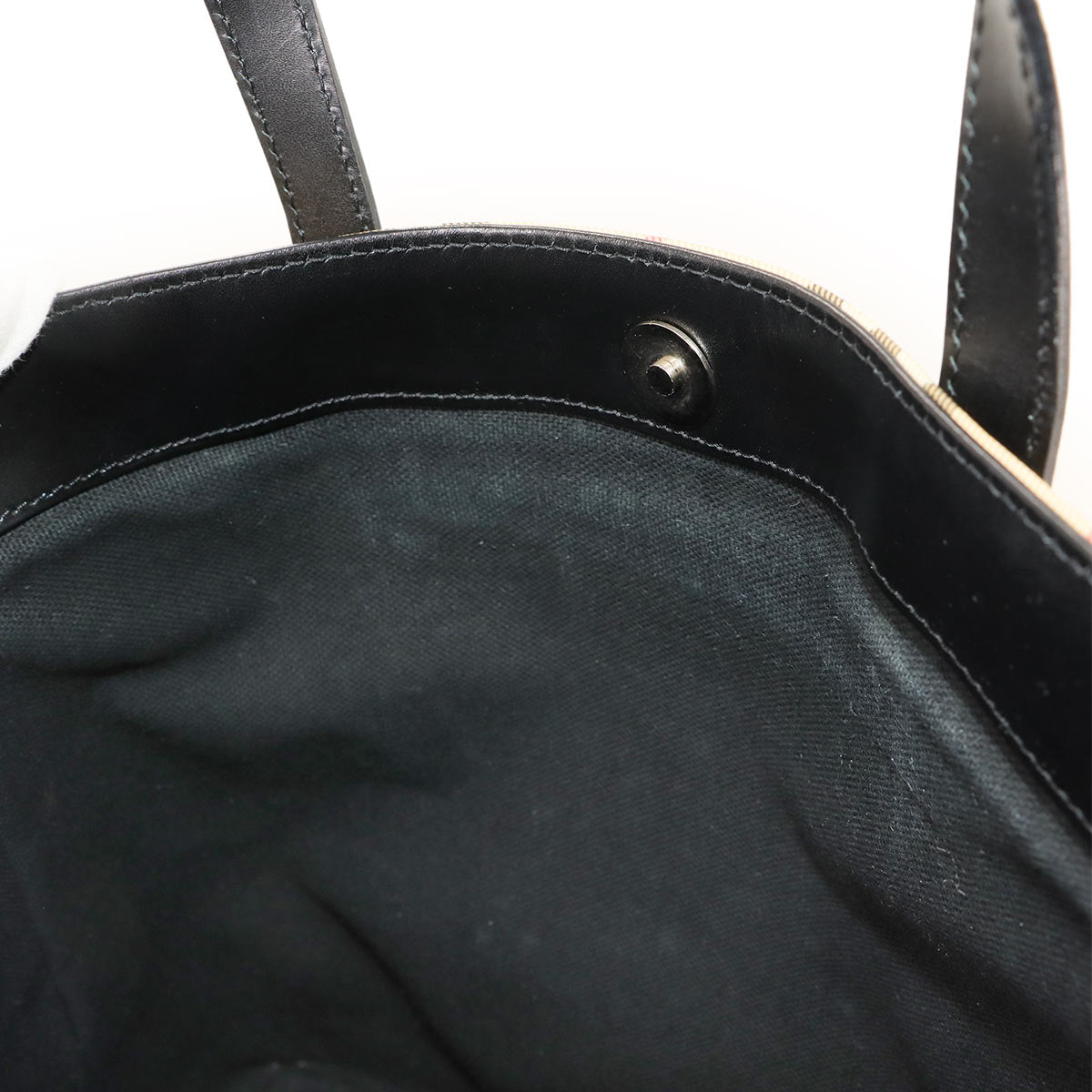 Plaid Hand Bag PVC Leather Beige Black Purse