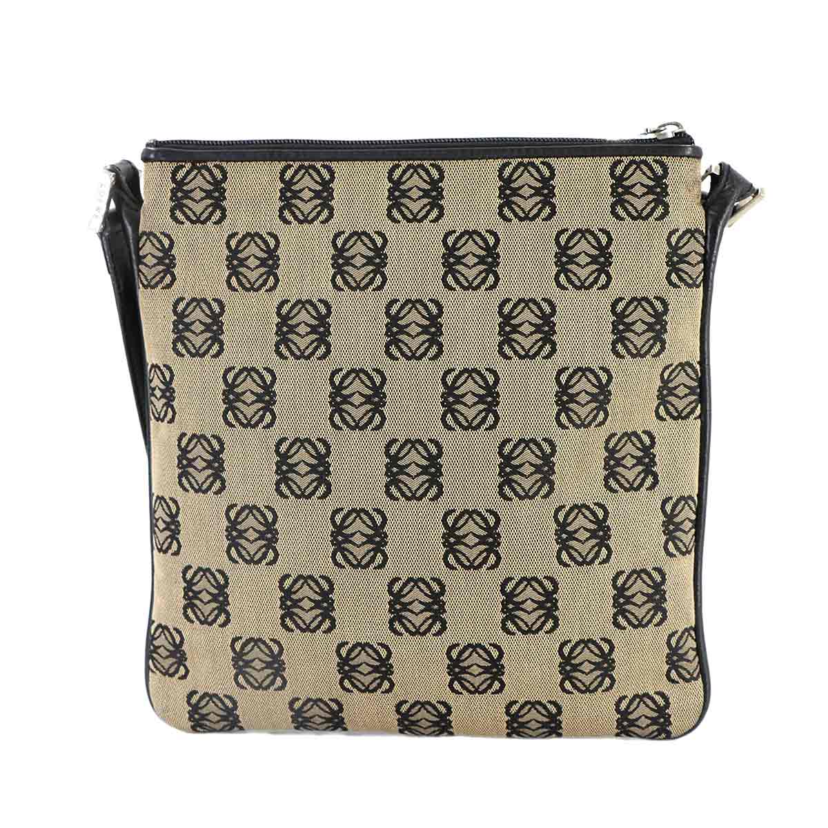 Anagram Shouder Bag Canvas Leather Brown Black Purse