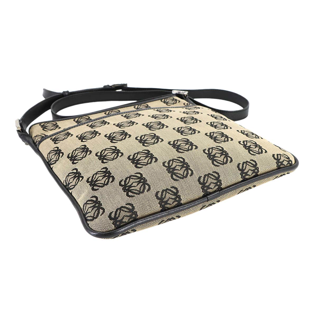 Anagram Shouder Bag Canvas Leather Brown Black Purse