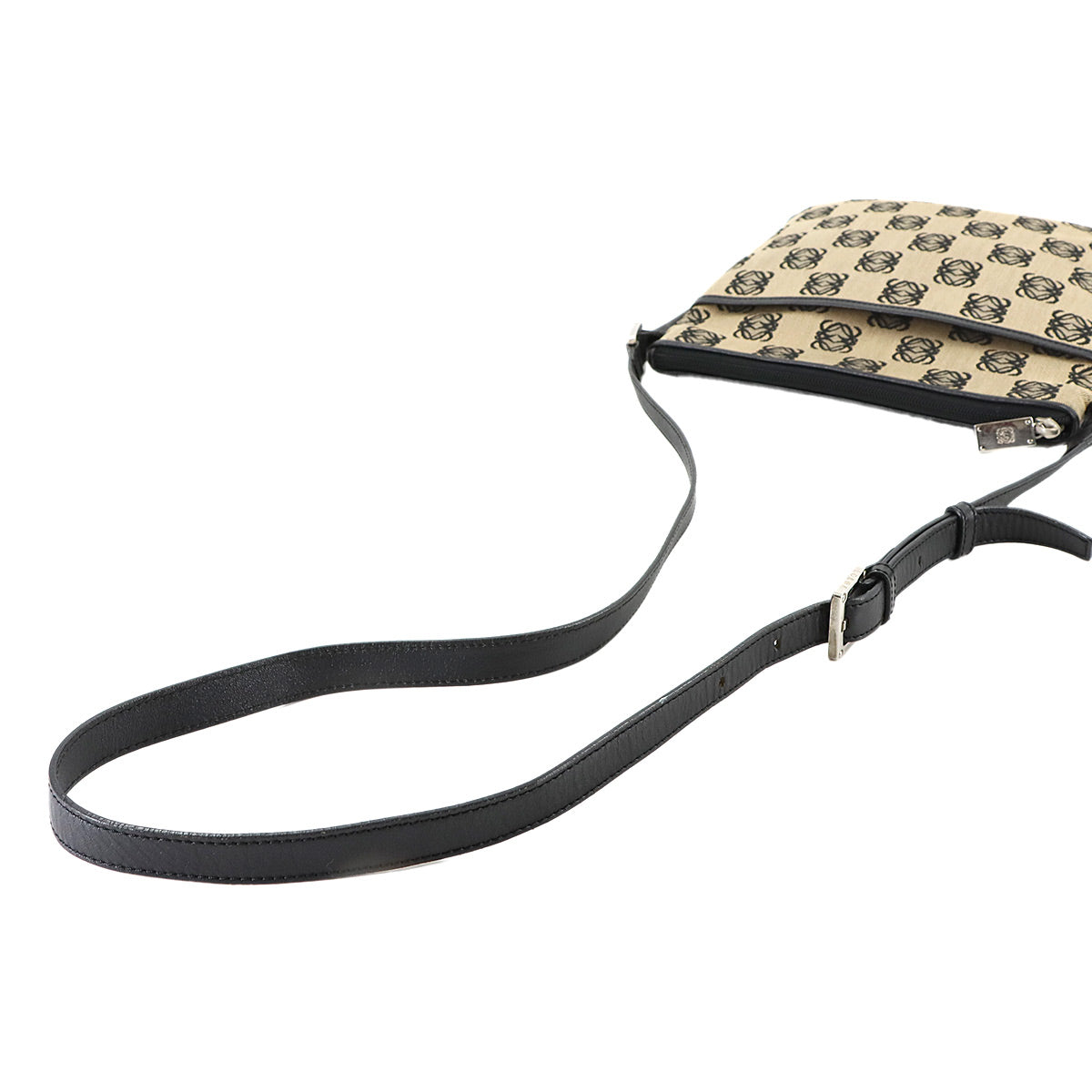 Anagram Shouder Bag Canvas Leather Brown Black Purse