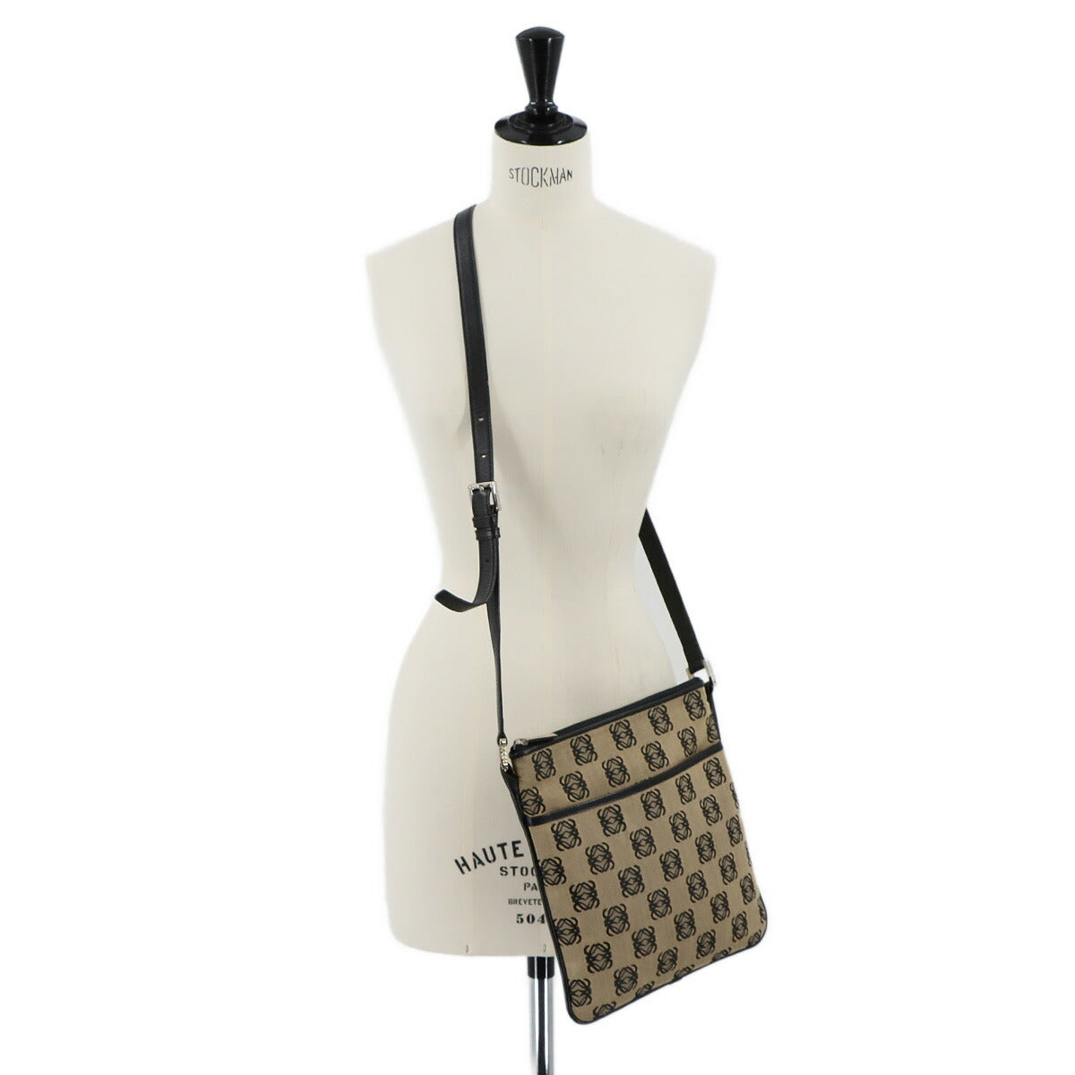 Anagram Shouder Bag Canvas Leather Brown Black Purse