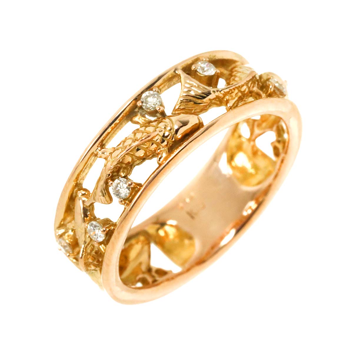 Diamond 0.14ct Ring 18K PG Pink Gold 750 Size5.5-5.75(US)