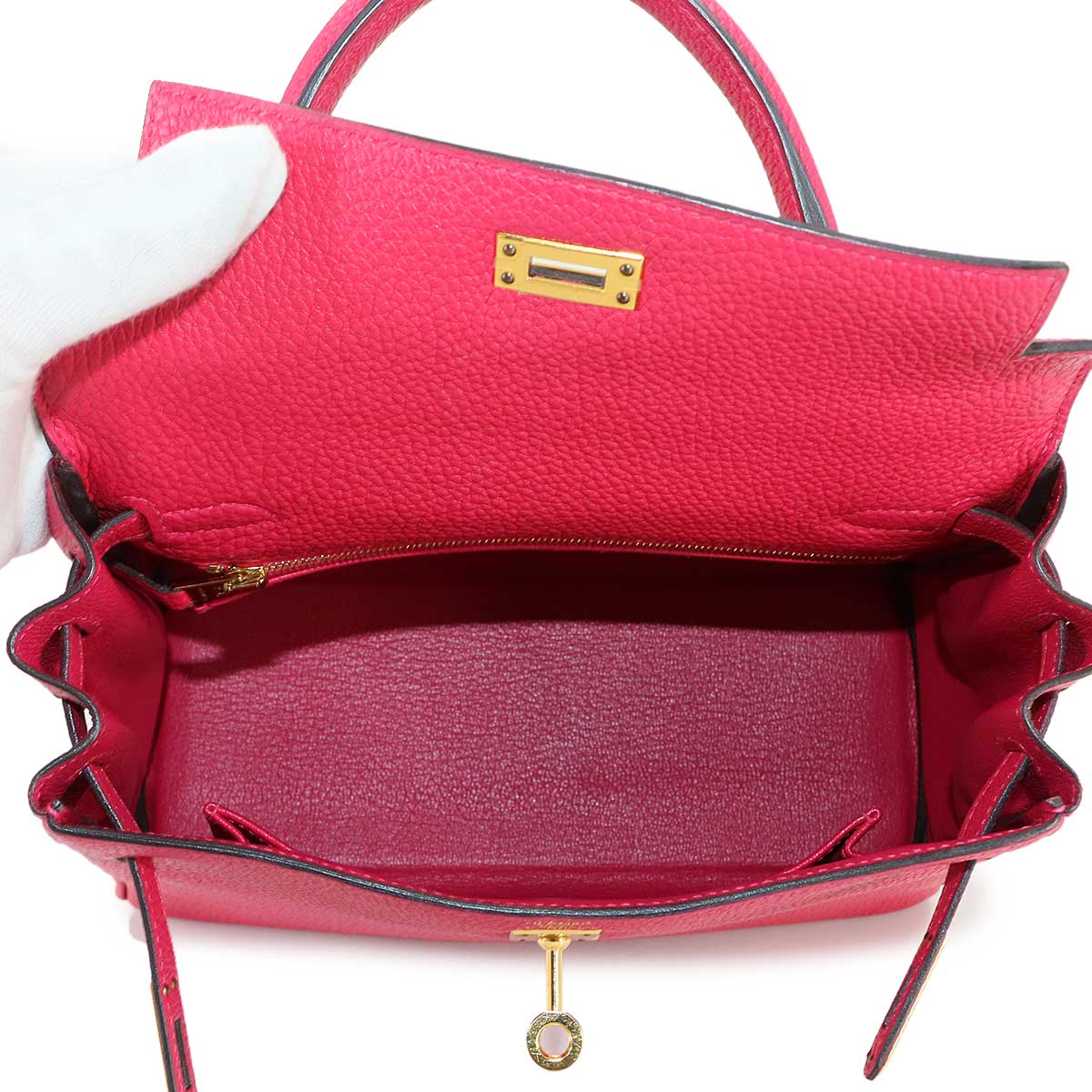 Kelly 25 2way Hand Shoulder Bag Togo Framboise Purse Pink