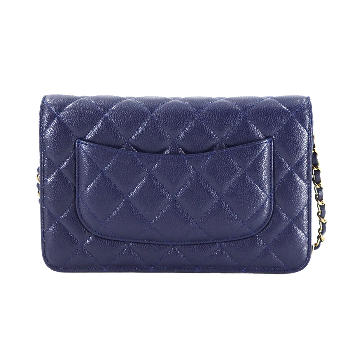 Matelasse Classic Chain Wallet Leather Navy AP0250