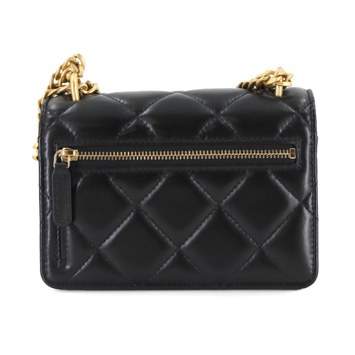 Matelasse Chain Wallet Leather Black AP2635