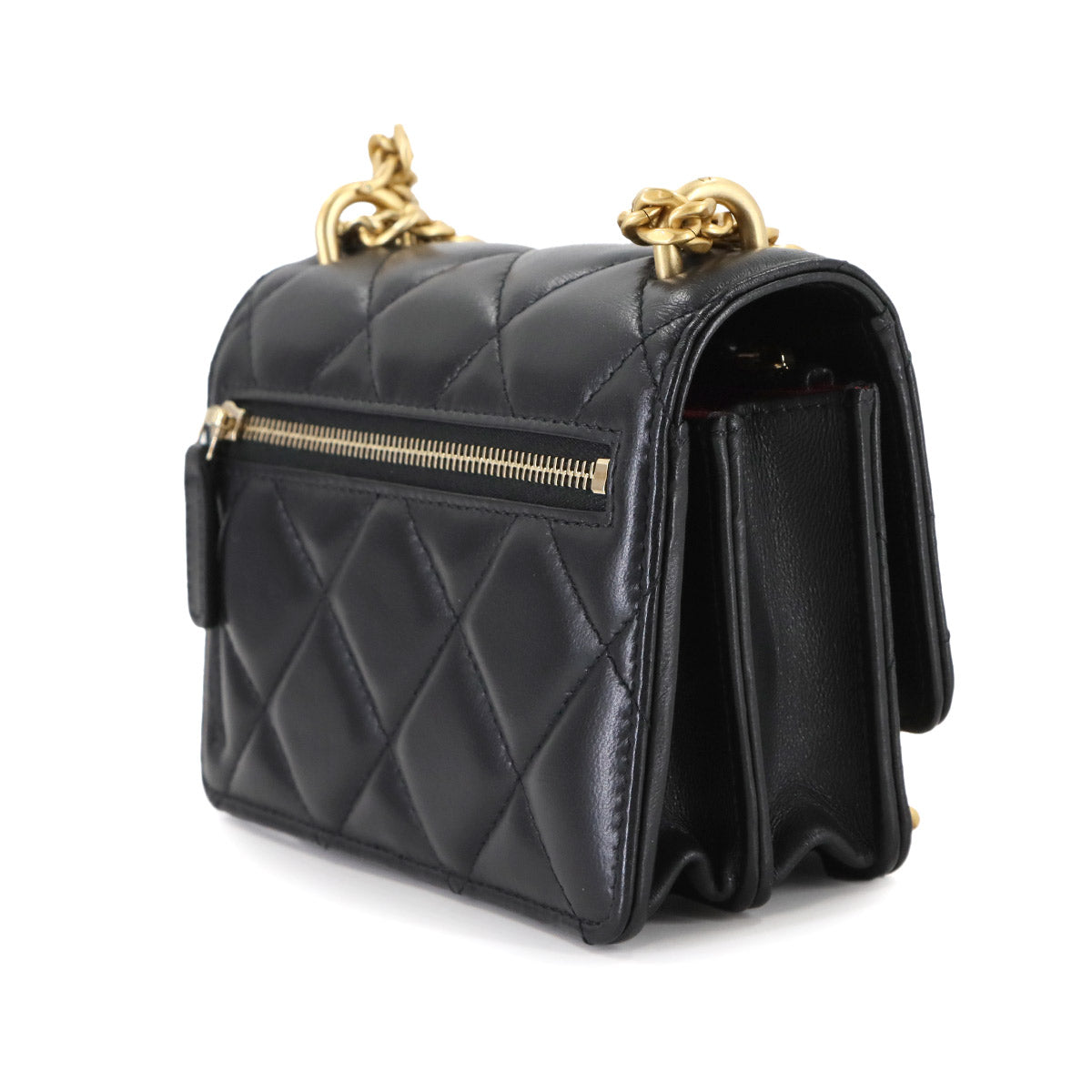 Matelasse Chain Wallet Leather Black AP2635