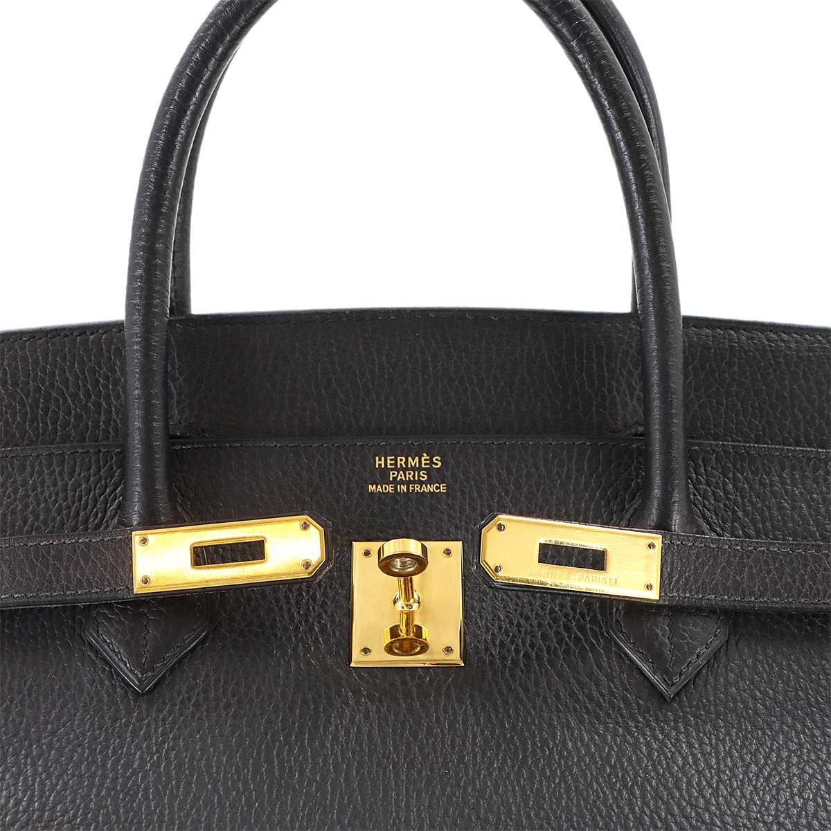 Birkin 40 Ardennes Leather Black Hand Bag Vintage Purse