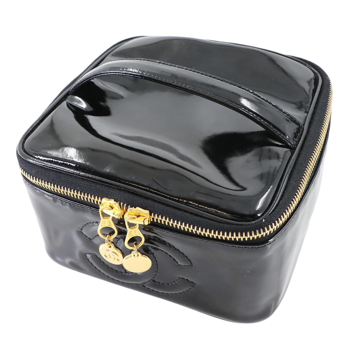 CC Vanity Hand Bag Enamel Black A07058 Purse