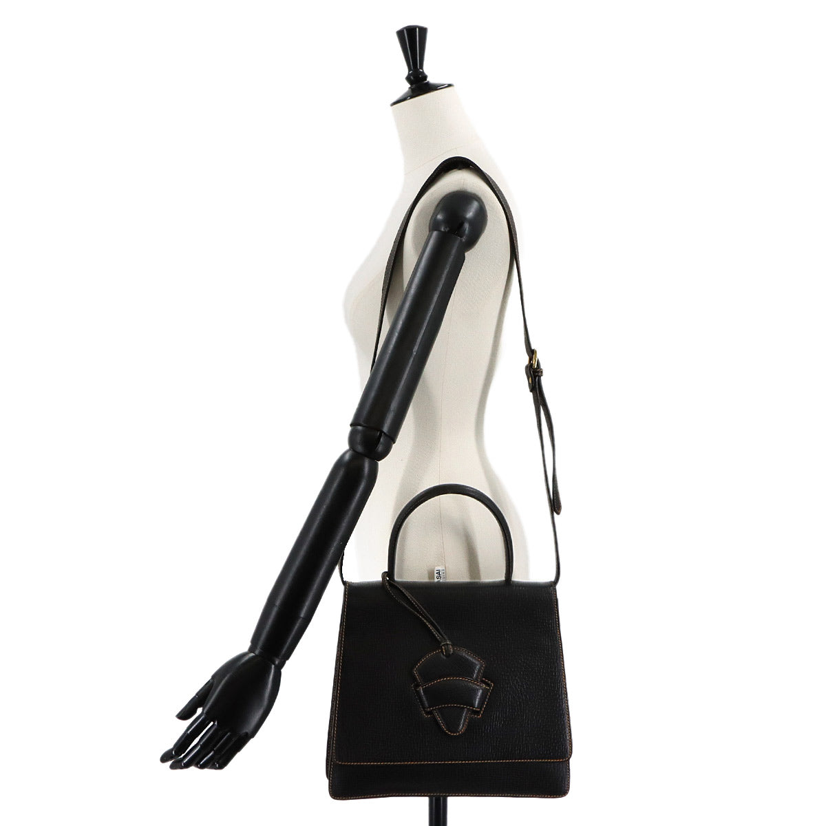 Barcelona Hand Shoulder Bag Leather Black Purse