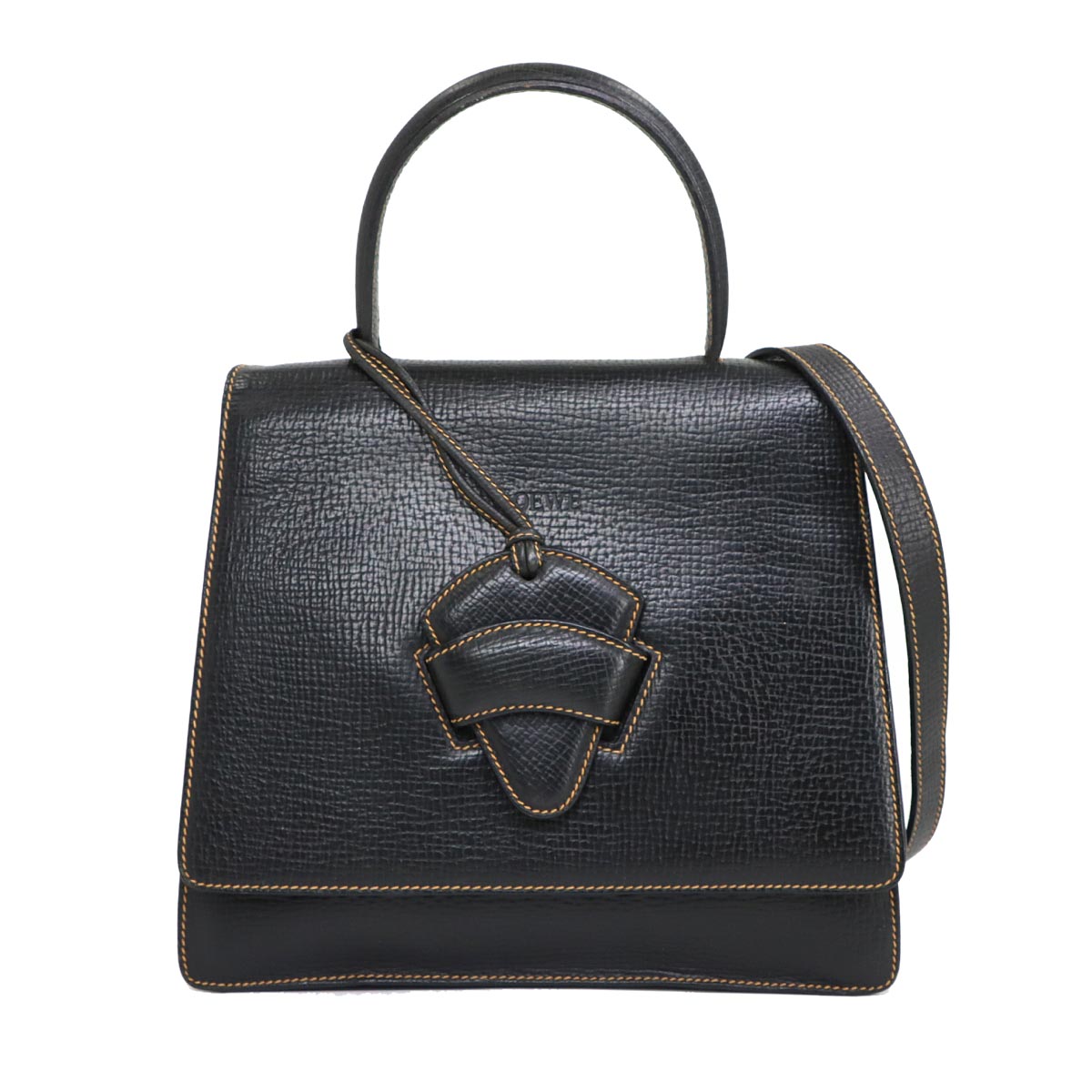 Barcelona Hand Shoulder Bag Leather Black Purse