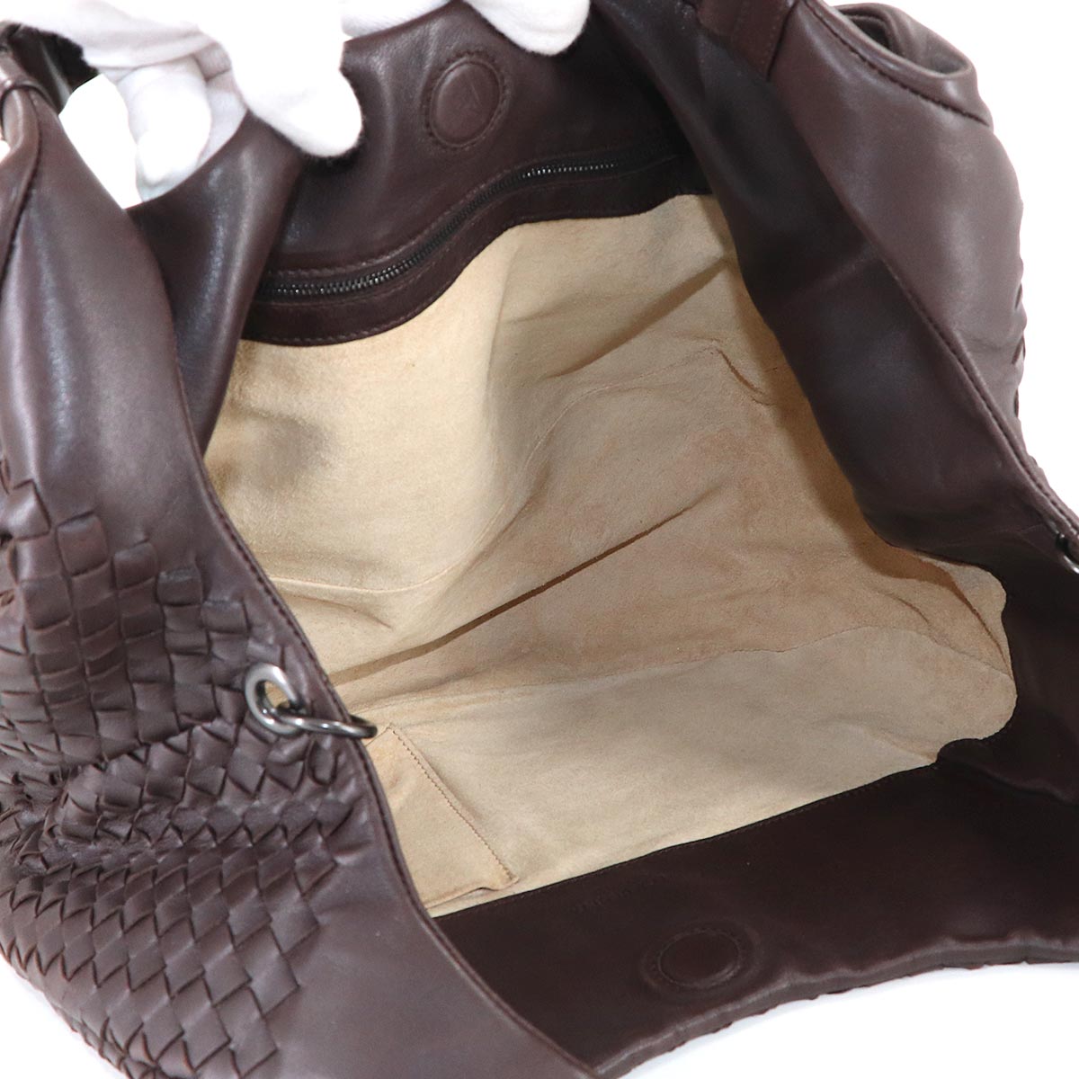 Intrecciato Campana Shoulder Bag Leather Brown 125787