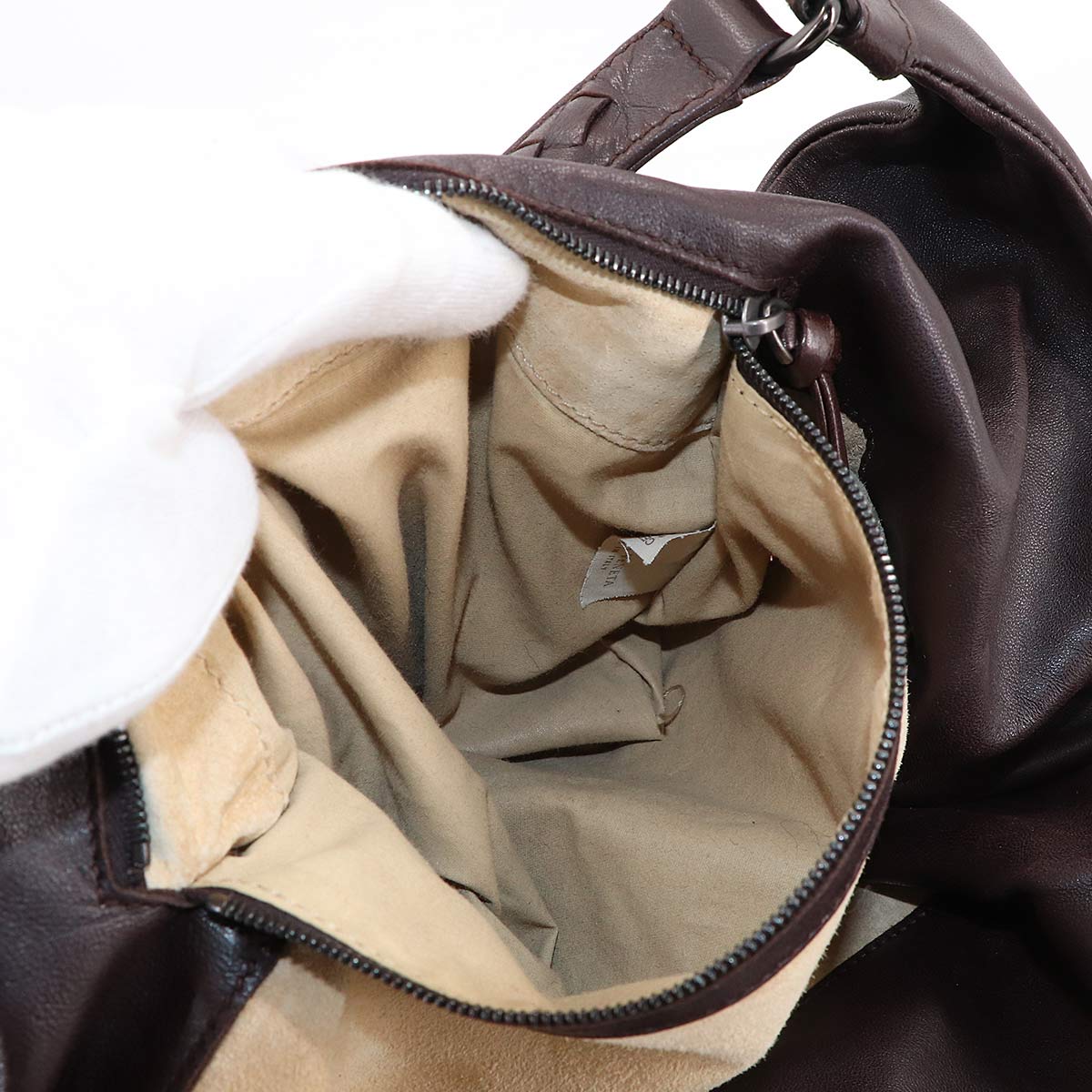 Intrecciato Campana Shoulder Bag Leather Brown 125787