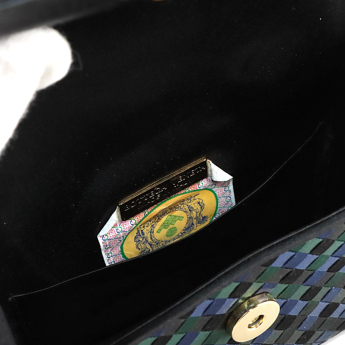 Intrecciato Shoulder Bag Satin Black Navy Purse