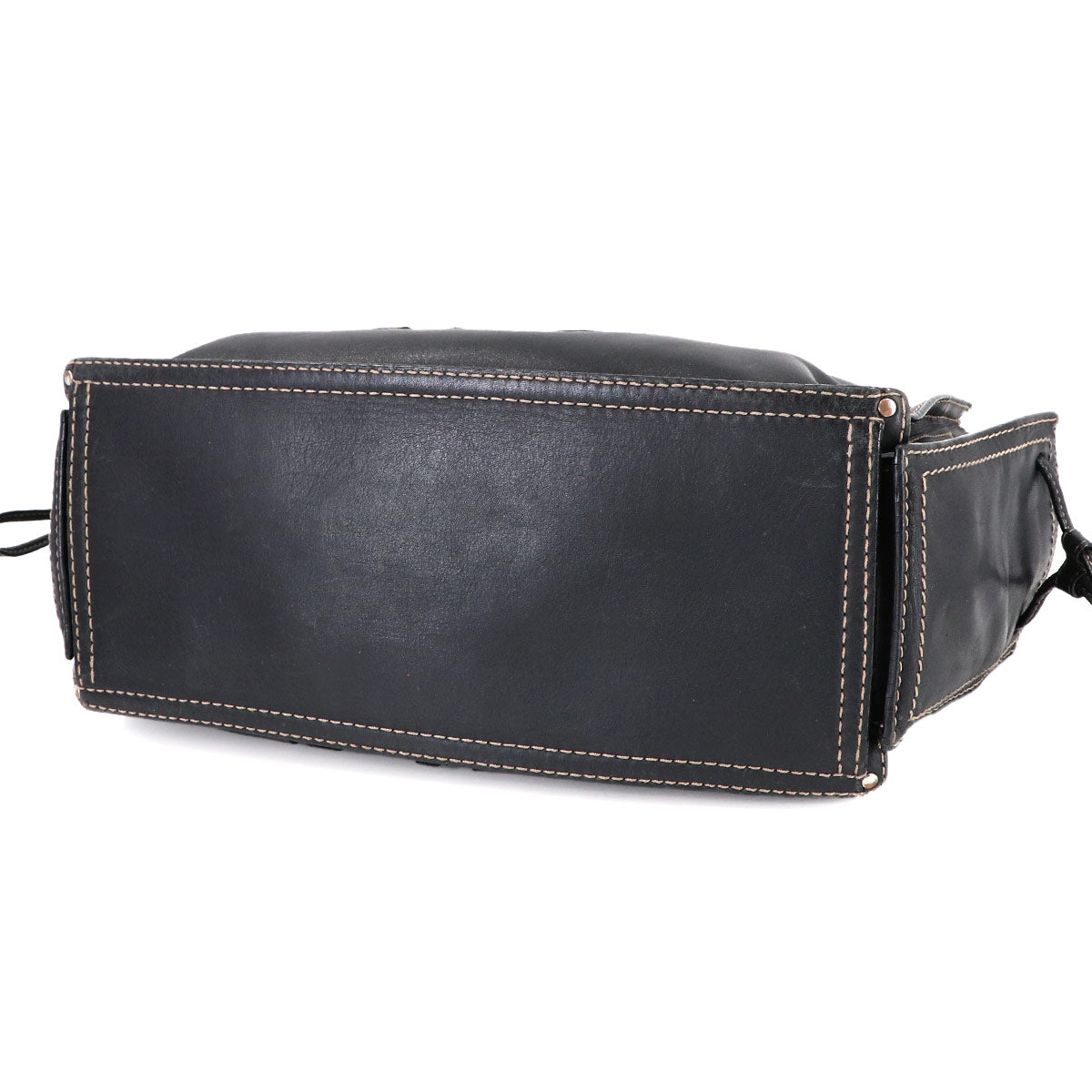 Anagram Logos Tote Bag Leather Black Purse