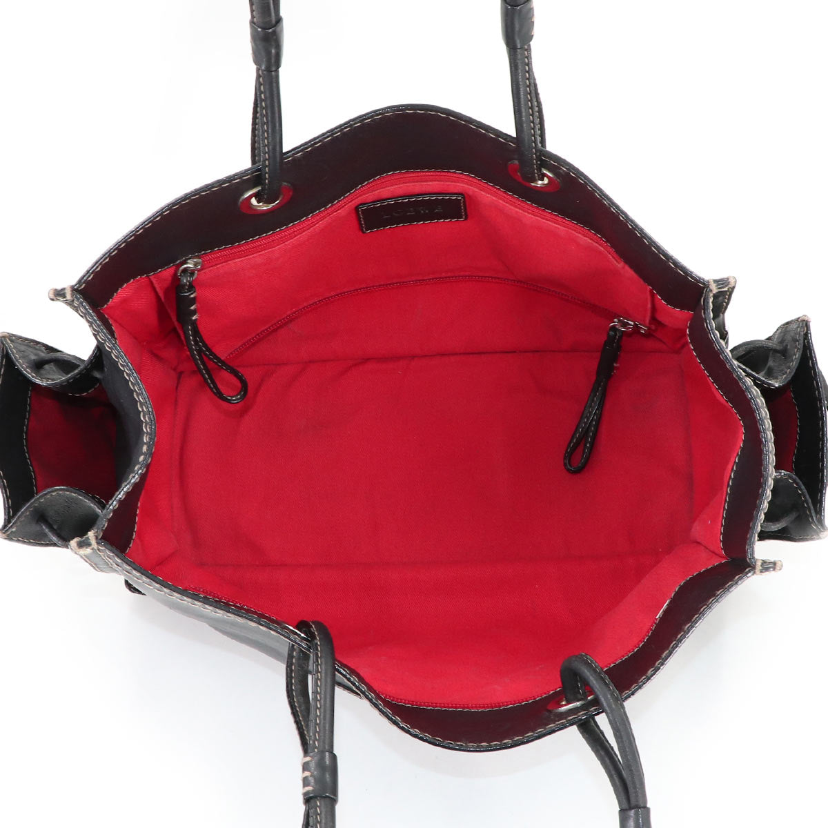 Anagram Logos Tote Bag Leather Black Purse