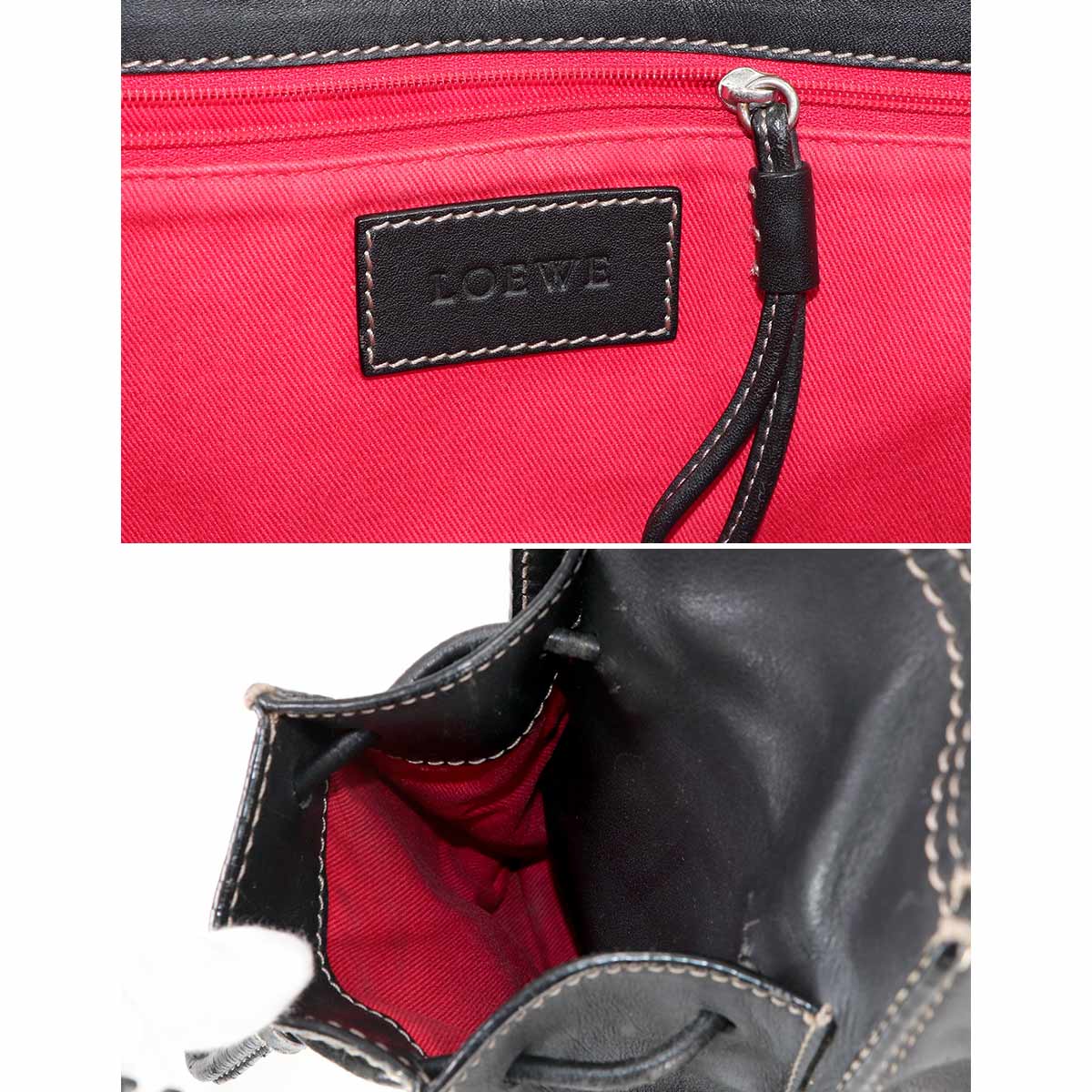 Anagram Logos Tote Bag Leather Black Purse