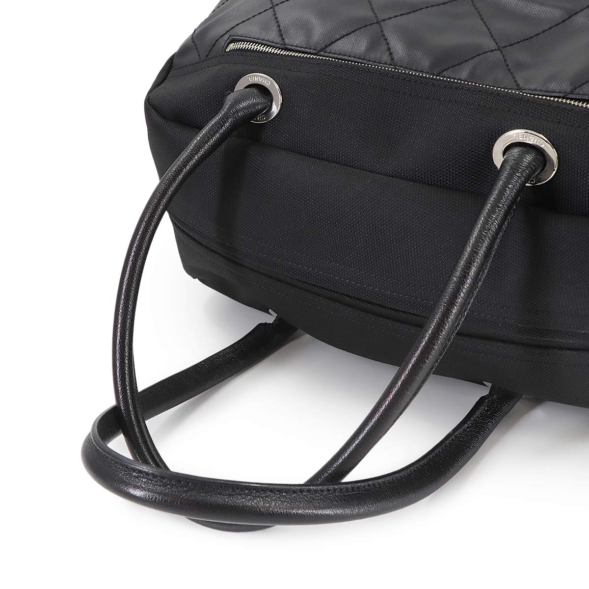 Paris Biarritz Boston Bag PVC Nylon Leather Black