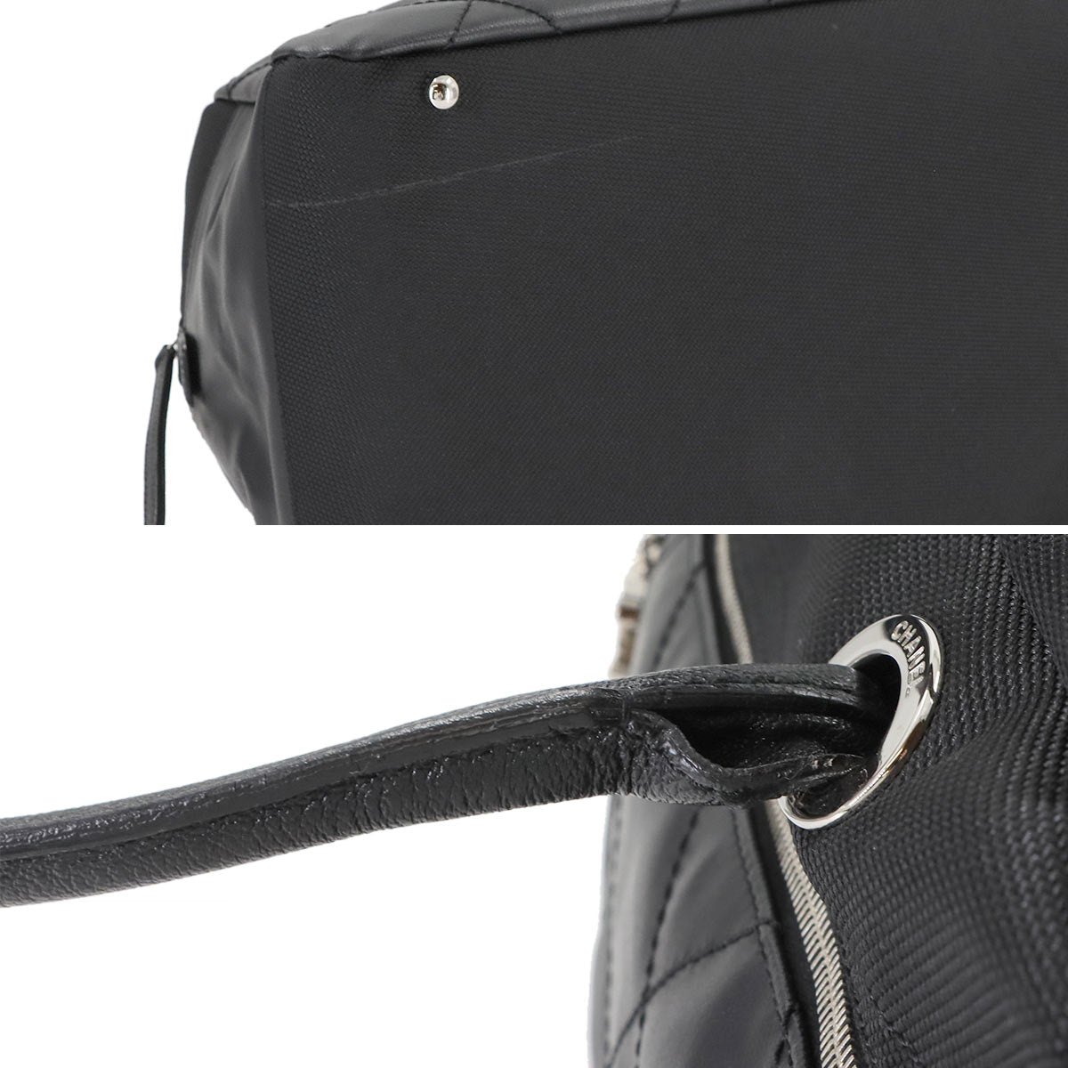 Paris Biarritz Boston Bag PVC Nylon Leather Black