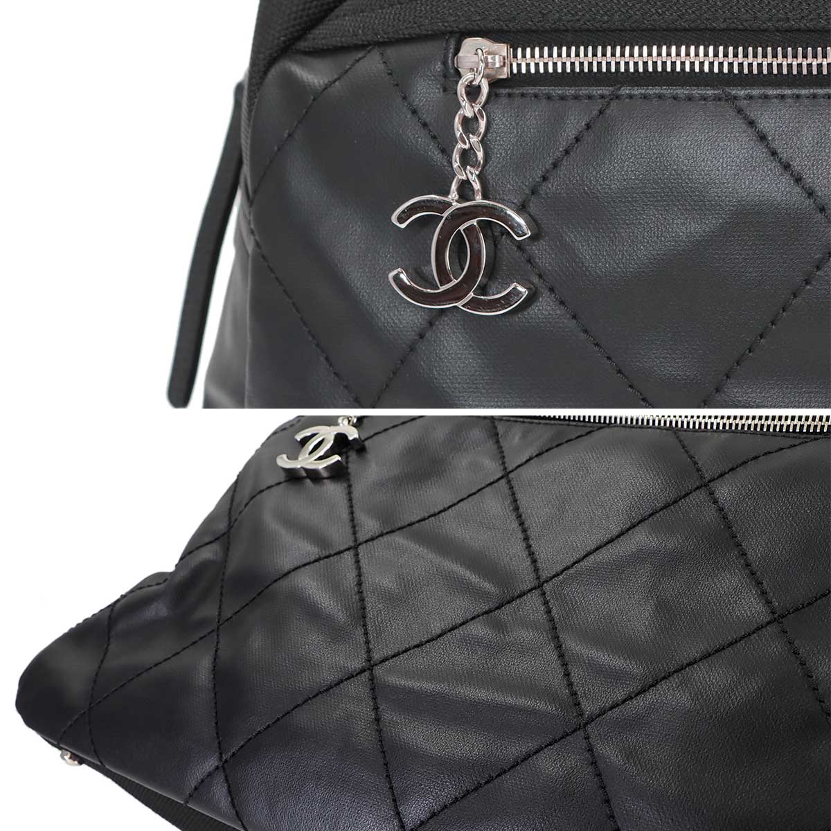 Paris Biarritz Boston Bag PVC Nylon Leather Black