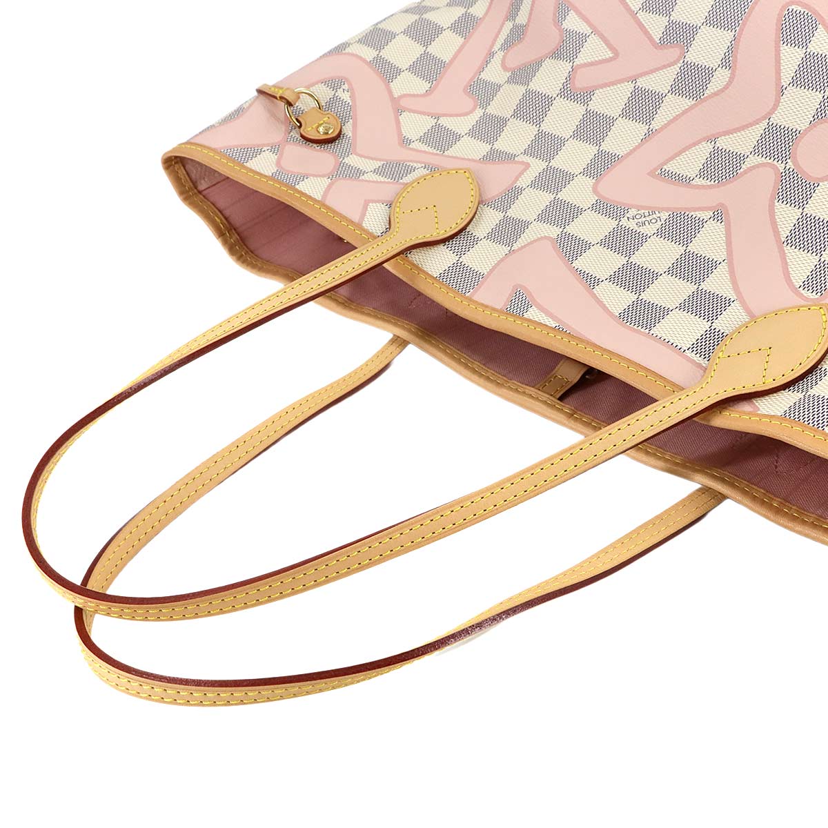 Damier Azur Tahiti Neverfull MM Tote Bag White N41050