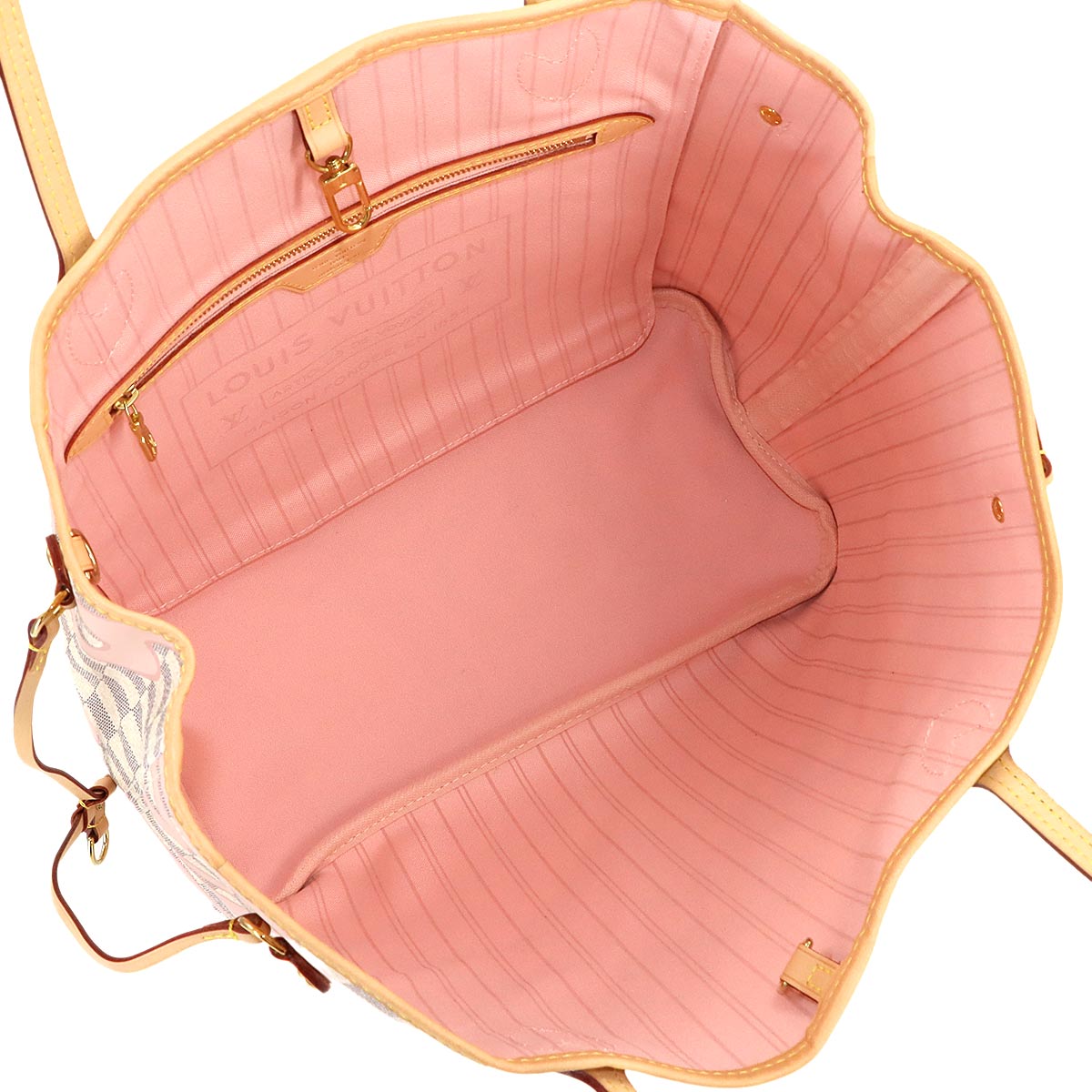 Damier Azur Tahiti Neverfull MM Tote Bag White N41050