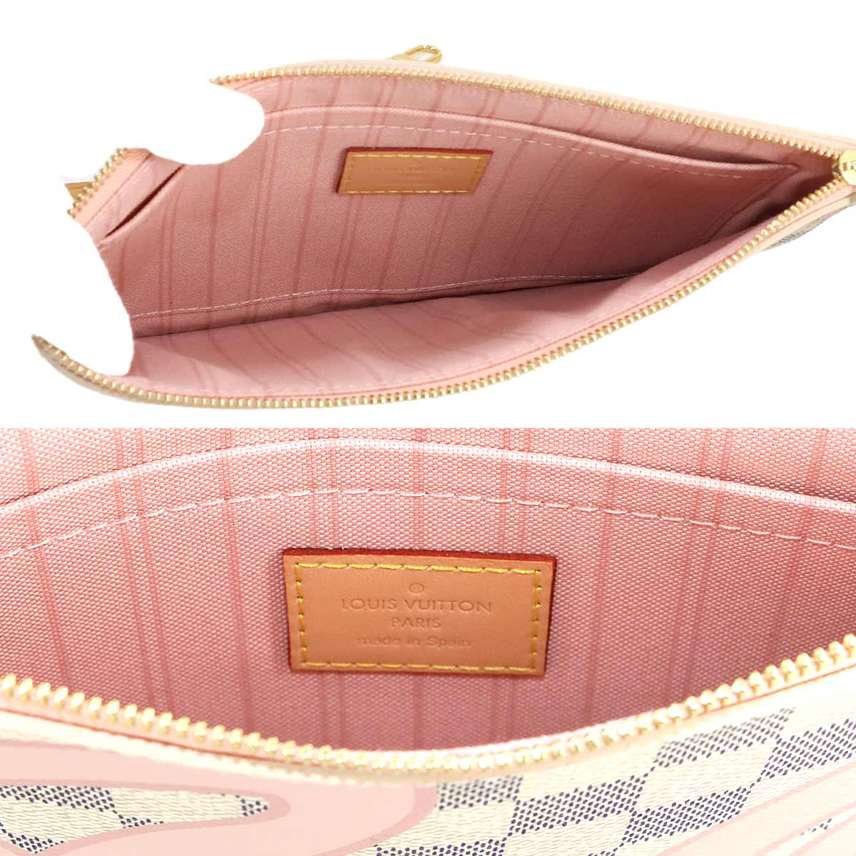 Damier Azur Tahiti Neverfull MM Tote Bag White N41050