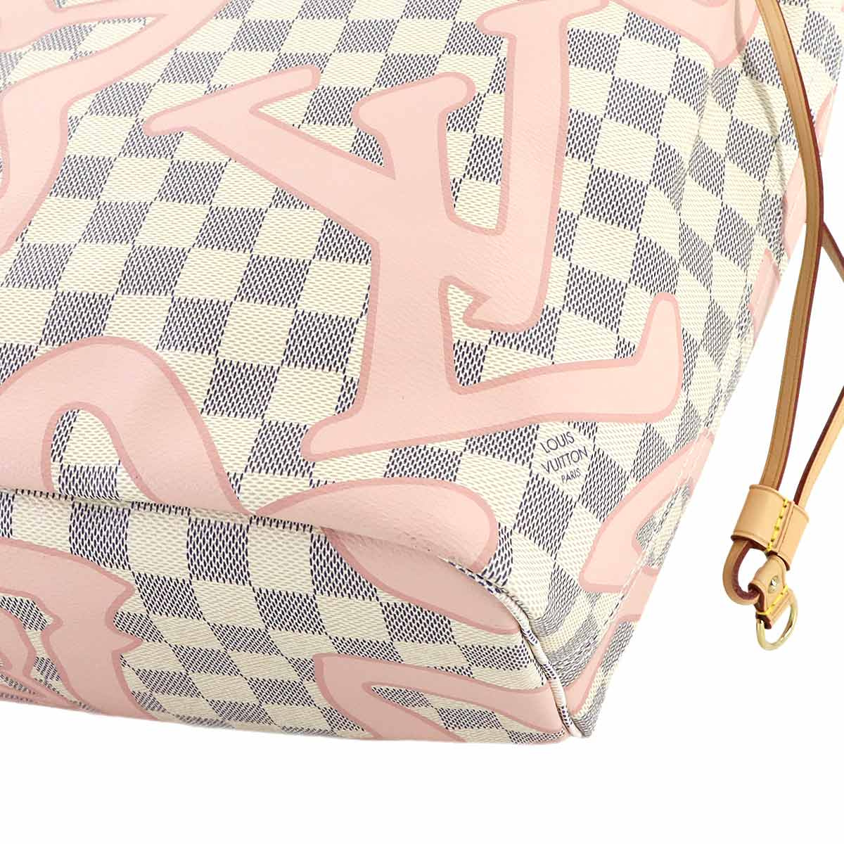 Damier Azur Tahiti Neverfull MM Tote Bag White N41050