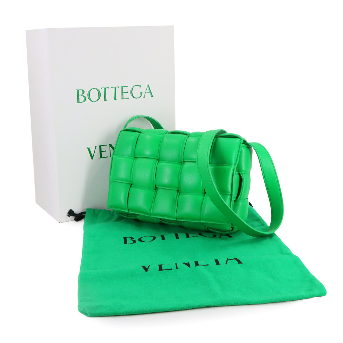 Intrecciato Padded Cassette Shoulder Bag Green