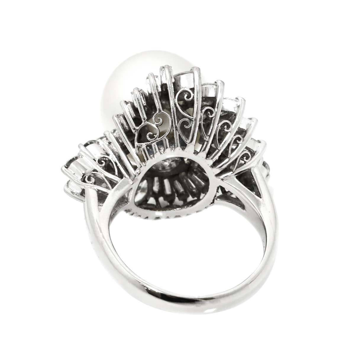 South Sea pearl 13.6mm Diamond Ring Pt Platinum Size6.75-7.25(US)