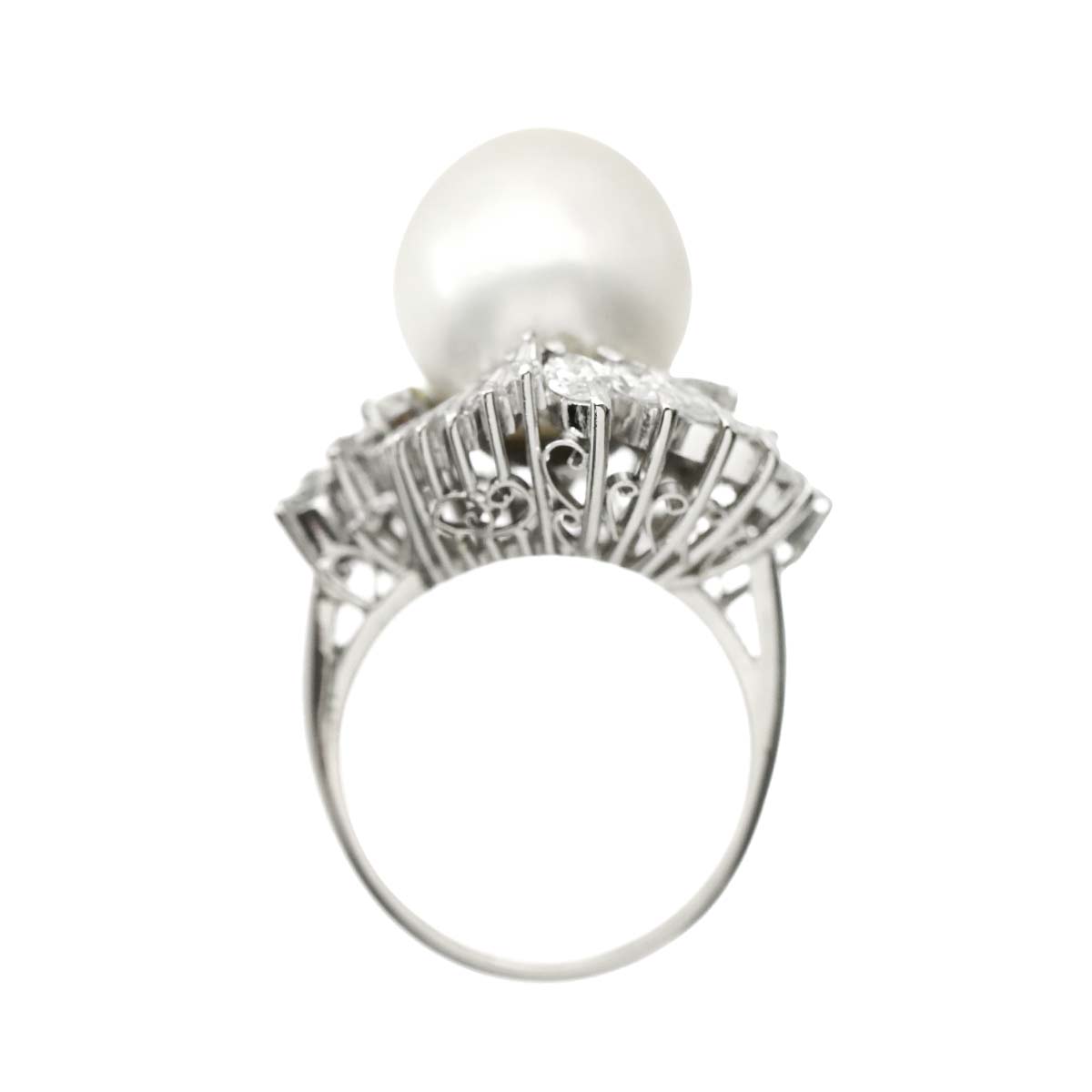 South Sea pearl 13.6mm Diamond Ring Pt Platinum Size6.75-7.25(US)
