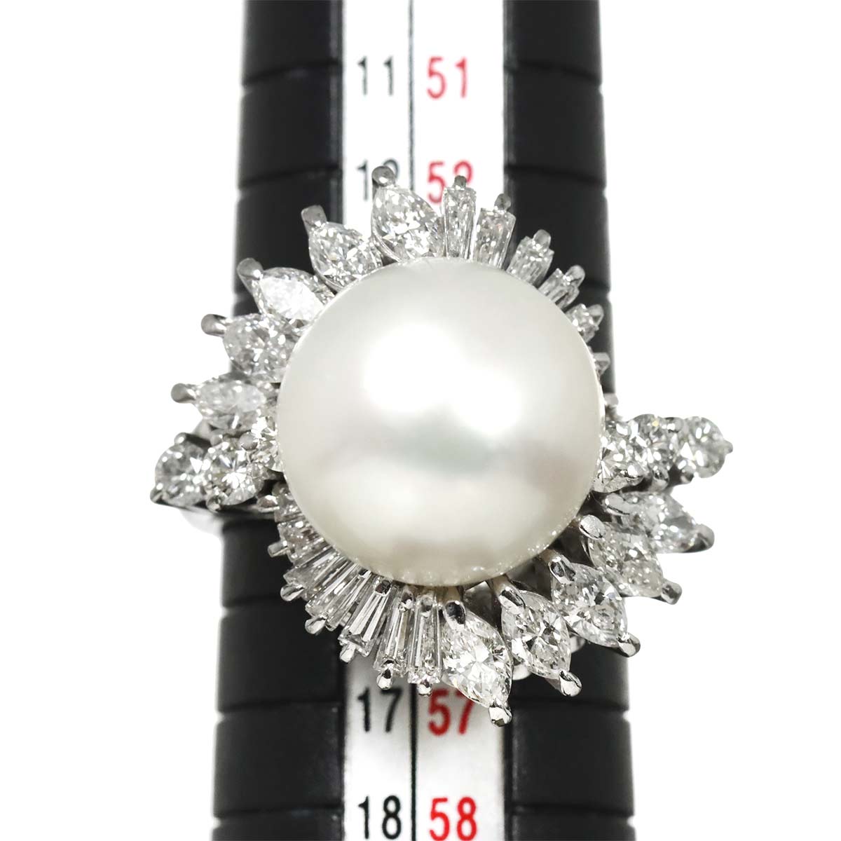 South Sea pearl 13.6mm Diamond Ring Pt Platinum Size6.75-7.25(US)