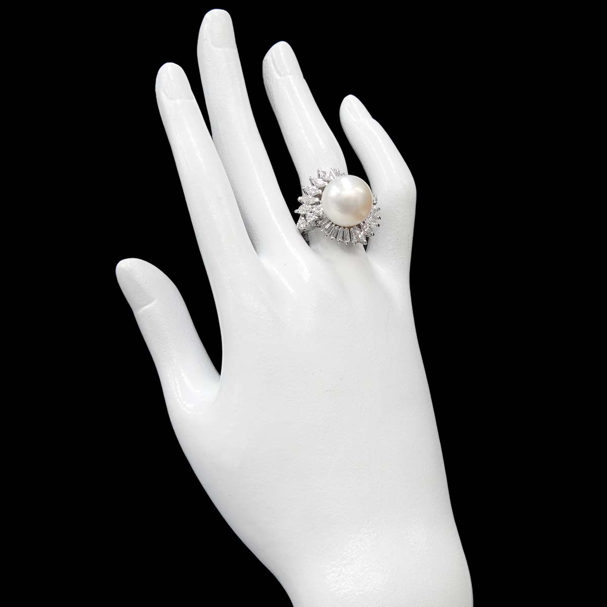 South Sea pearl 13.6mm Diamond Ring Pt Platinum Size6.75-7.25(US)