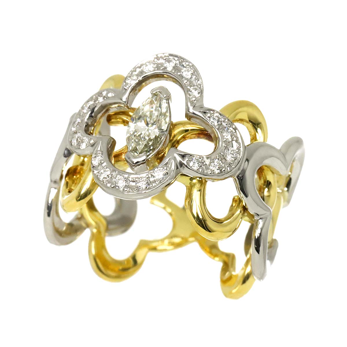 Diamond 0.463ct/0.22ct Ring 18K YG Pt Size7.25-7.5(US)