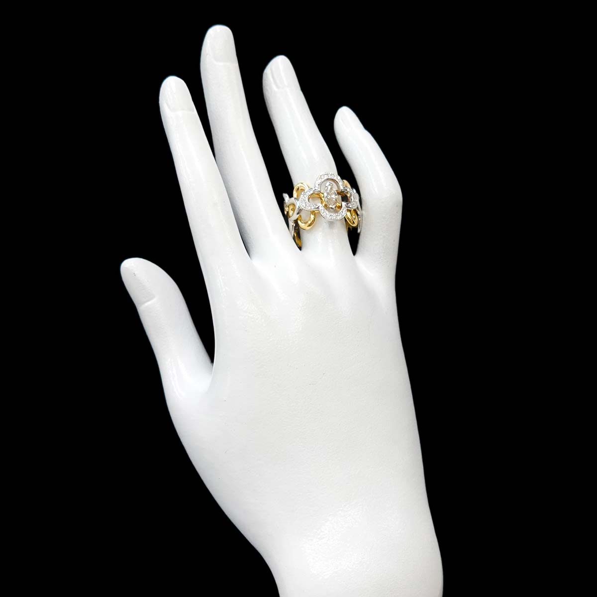 Diamond 0.463ct/0.22ct Ring 18K YG Pt Size7.25-7.5(US)