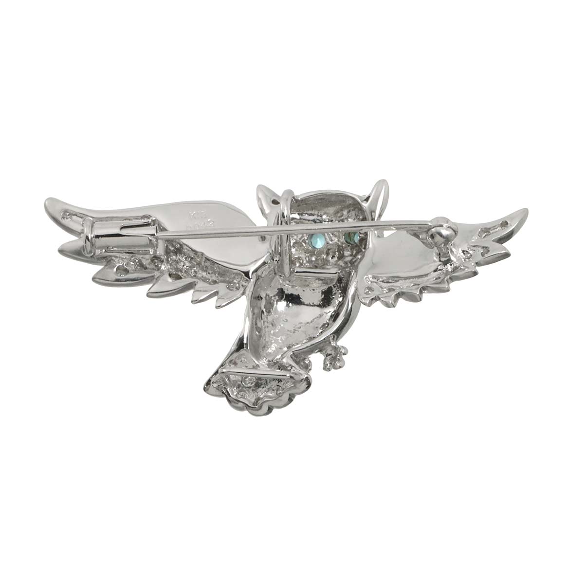 Diamond 0.42ct Treated Diamond Onyx Brooch 18K WG White Gold 750