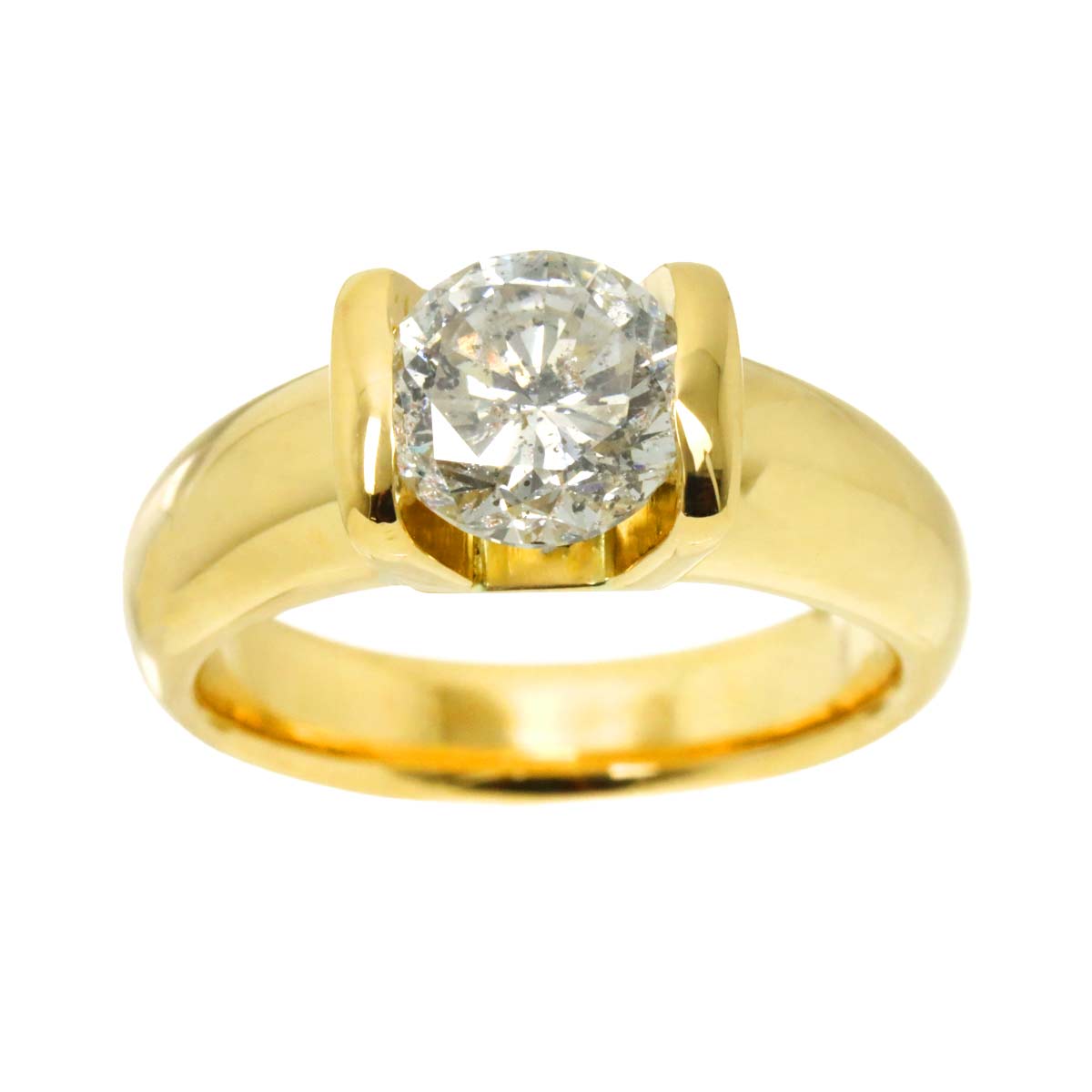 Diamond 1.64ct Ring 18K YG Yellow Gold 750 Size5-5.25(US)
