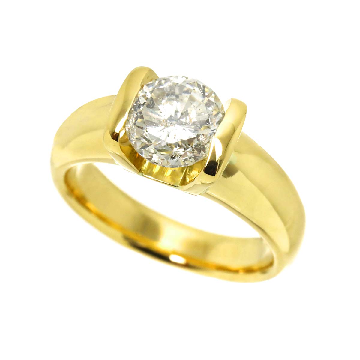 Diamond 1.64ct Ring 18K YG Yellow Gold 750 Size5-5.25(US)