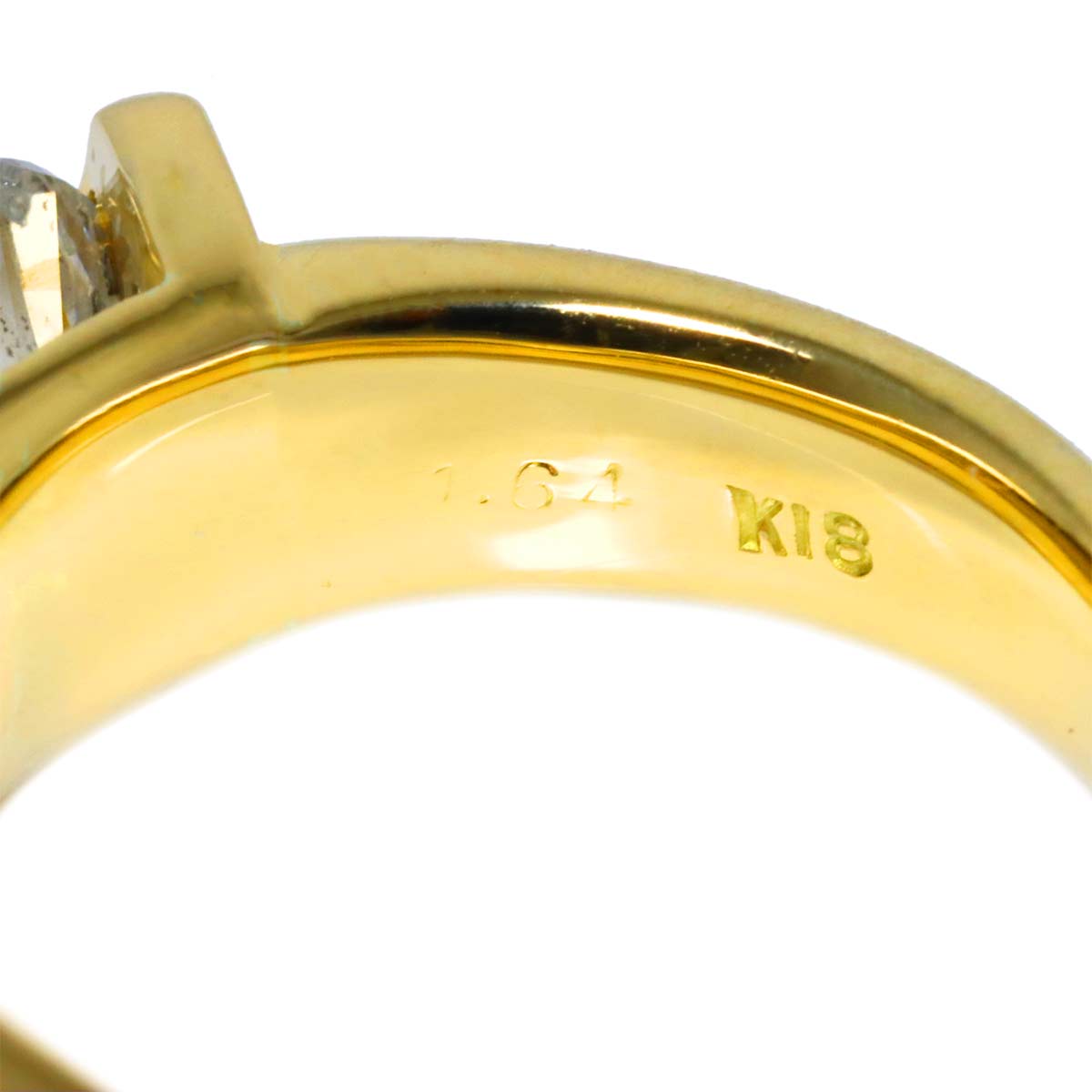 Diamond 1.64ct Ring 18K YG Yellow Gold 750 Size5-5.25(US)