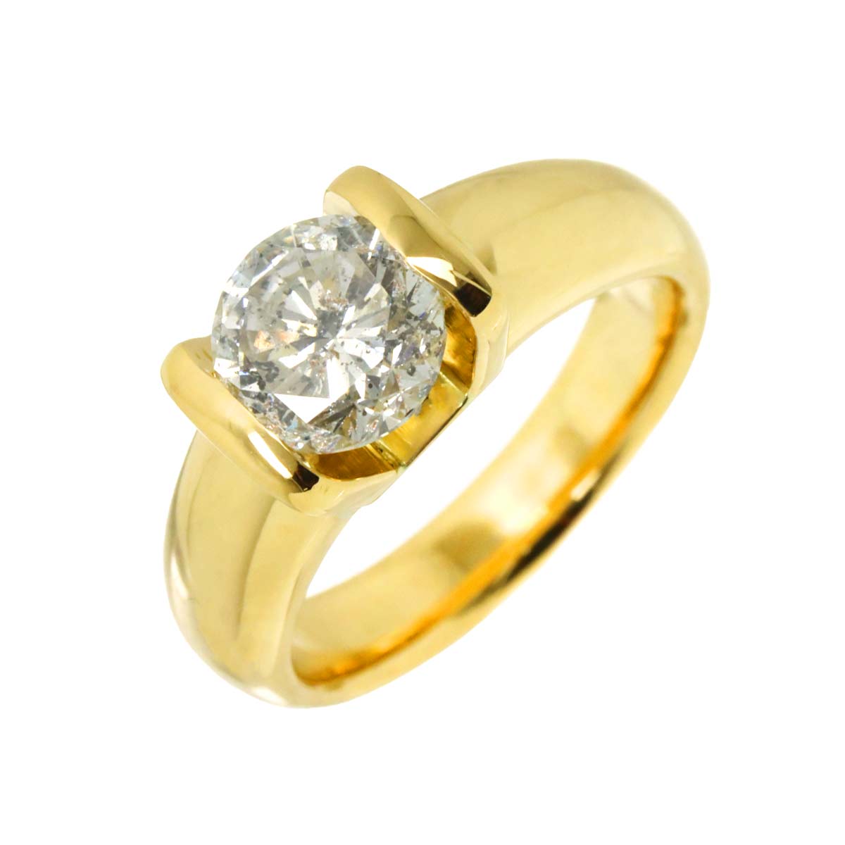Diamond 1.64ct Ring 18K YG Yellow Gold 750 Size5-5.25(US)